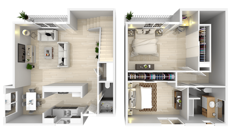 Floor plan for 2 beds, 1.5 baths, 1169 sqft